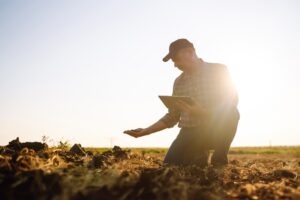 soil analysis requirements in Ireland - farmer sampling his field